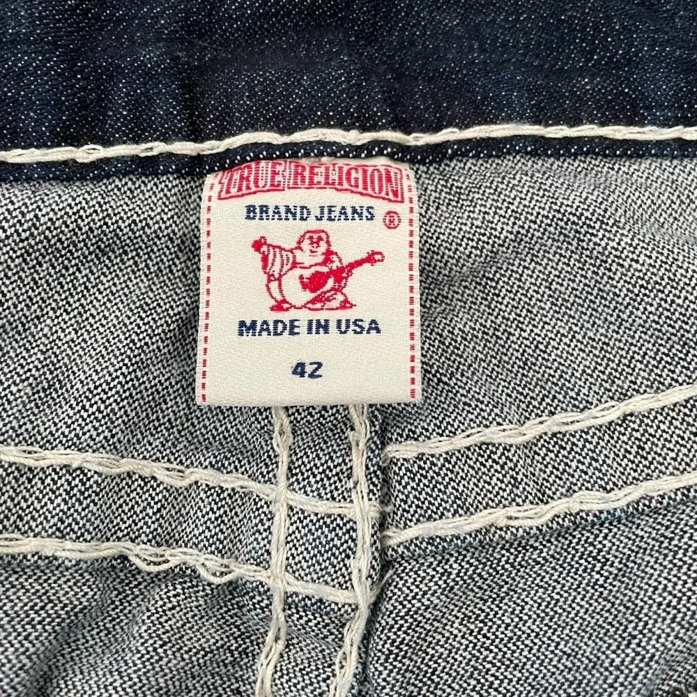 True Religion Geno Super T Jeans Mens 42x34 Dark Blue Straight Leg Button Fly